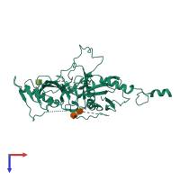 PDB entry 6vkm coloured by chain, top view.