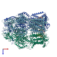 PDB entry 6vks coloured by chain, top view.