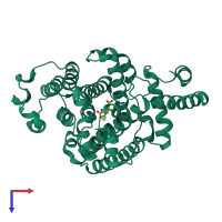 PDB entry 6vl1 coloured by chain, top view.