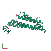 PDB entry 6vl4 coloured by chain, front view.
