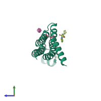 PDB entry 6vl4 coloured by chain, side view.