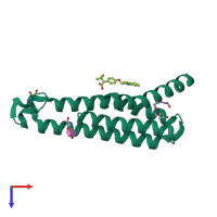 PDB entry 6vl4 coloured by chain, top view.