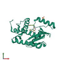 PDB entry 6vll coloured by chain, front view.