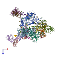 PDB entry 6vlr coloured by chain, top view.