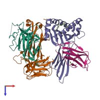 PDB entry 6vm7 coloured by chain, top view.