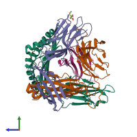 PDB entry 6vm8 coloured by chain, side view.