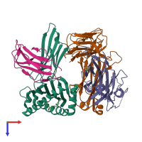 PDB entry 6vm8 coloured by chain, top view.