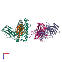 PDB entry 6vma coloured by chain, top view.