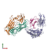 PDB entry 6vmc coloured by chain, front view.