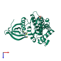 PDB 6vns coloured by chain and viewed from the top.