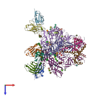 PDB entry 6vo0 coloured by chain, top view.