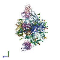 PDB entry 6vo1 coloured by chain, side view.