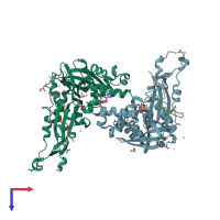 PDB entry 6vo5 coloured by chain, top view.