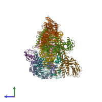 PDB entry 6voa coloured by chain, side view.