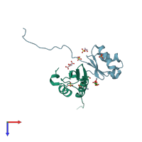PDB entry 6vpr coloured by chain, top view.