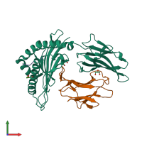 PDB entry 6vqd coloured by chain, front view.