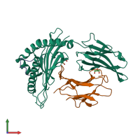 PDB entry 6vqe coloured by chain, front view.