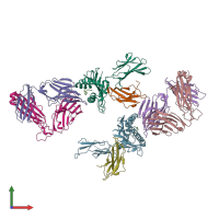 PDB entry 6vqo coloured by chain, front view.