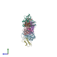 PDB entry 6vqo coloured by chain, side view.
