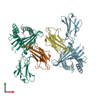 PDB entry 6vqy coloured by chain, front view.
