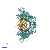 PDB entry 6vqy coloured by chain, side view.