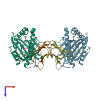 PDB entry 6vqy coloured by chain, top view.