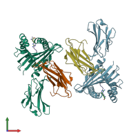 PDB entry 6vqz coloured by chain, front view.