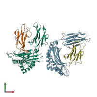 PDB entry 6vr5 coloured by chain, front view.