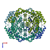 PDB entry 6vrs coloured by chain, top view.