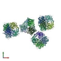 PDB entry 6vsu coloured by chain, front view.