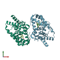 PDB entry 6vsw coloured by chain, front view.