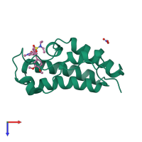 PDB entry 6vuj coloured by chain, top view.