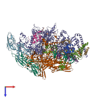 PDB entry 6vvs coloured by chain, top view.