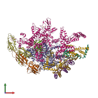 PDB entry 6vvt coloured by chain, front view.