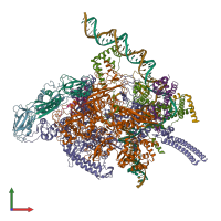 PDB entry 6vvx coloured by chain, front view.