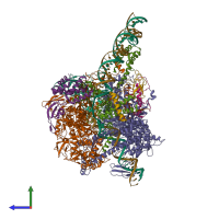 PDB entry 6vvx coloured by chain, side view.