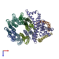 PDB entry 6vwk coloured by chain, top view.