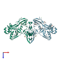 PDB entry 6vww coloured by chain, top view.