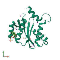 PDB entry 6vx2 coloured by chain, front view.