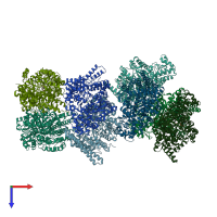 PDB entry 6vxe coloured by chain, top view.