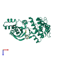PDB entry 6vxr coloured by chain, top view.