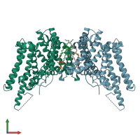PDB entry 6vyi coloured by chain, front view.