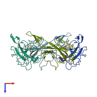 PDB entry 6vyo coloured by chain, top view.