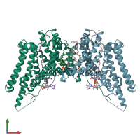 PDB entry 6vz1 coloured by chain, front view.