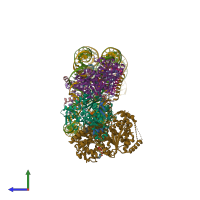 PDB entry 6vz4 coloured by chain, ensemble of 10 models, side view.