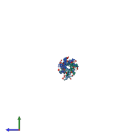 PDB entry 6vzx coloured by chain, side view.