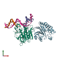 PDB entry 6w0q coloured by chain, front view.