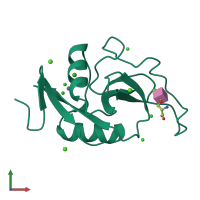 PDB entry 6w12 coloured by chain, front view.