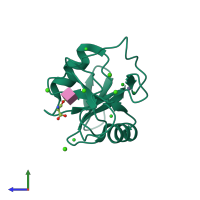 PDB entry 6w12 coloured by chain, side view.