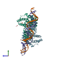 PDB entry 6w1a coloured by chain, side view.